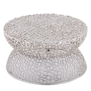 Pemberly Row Modern Round 32&quot Coffee Table in Aluminum Silver