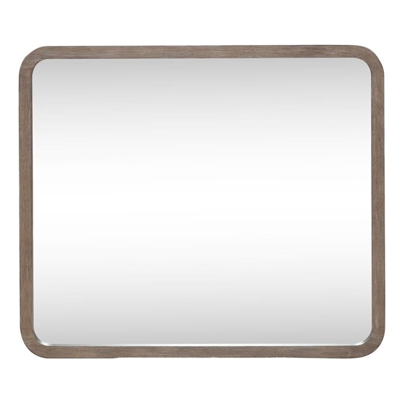 Pemberly Row Landscape Decorative Mirror with Wood Frame in Brown