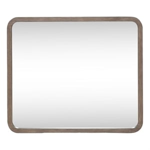 Pemberly Row Landscape Decorative Mirror with Wood Frame in Brown