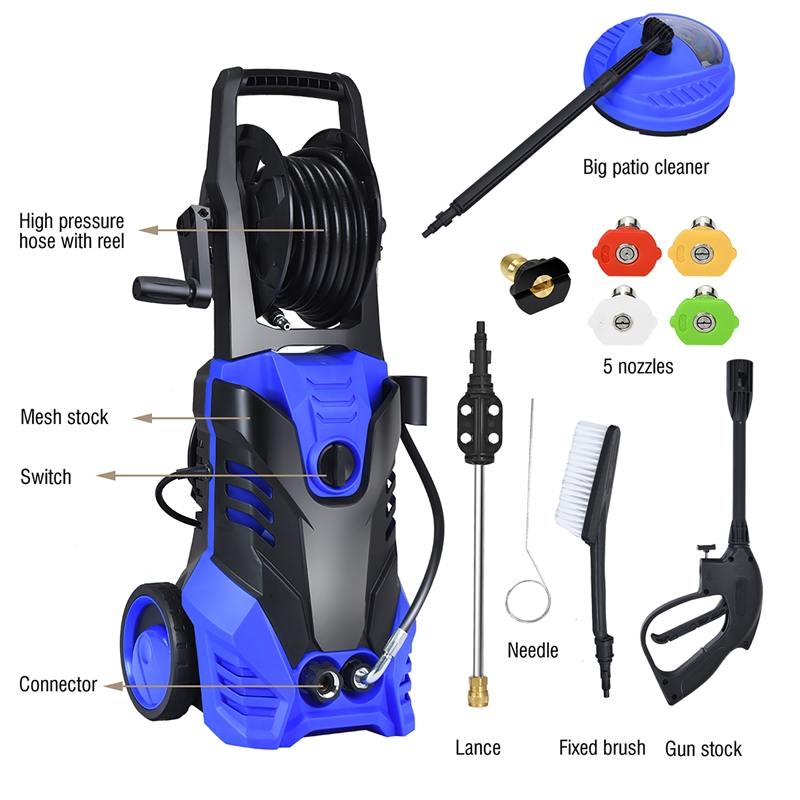 Pemberly Row 3000 PSI Electric High Pressure Washer 2 GPM 2000W in Blue