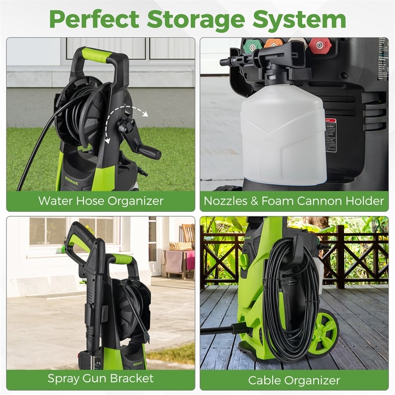 Pemberly Row Electric Pressure Washer 2150 PSI 1.2 GPM in Green