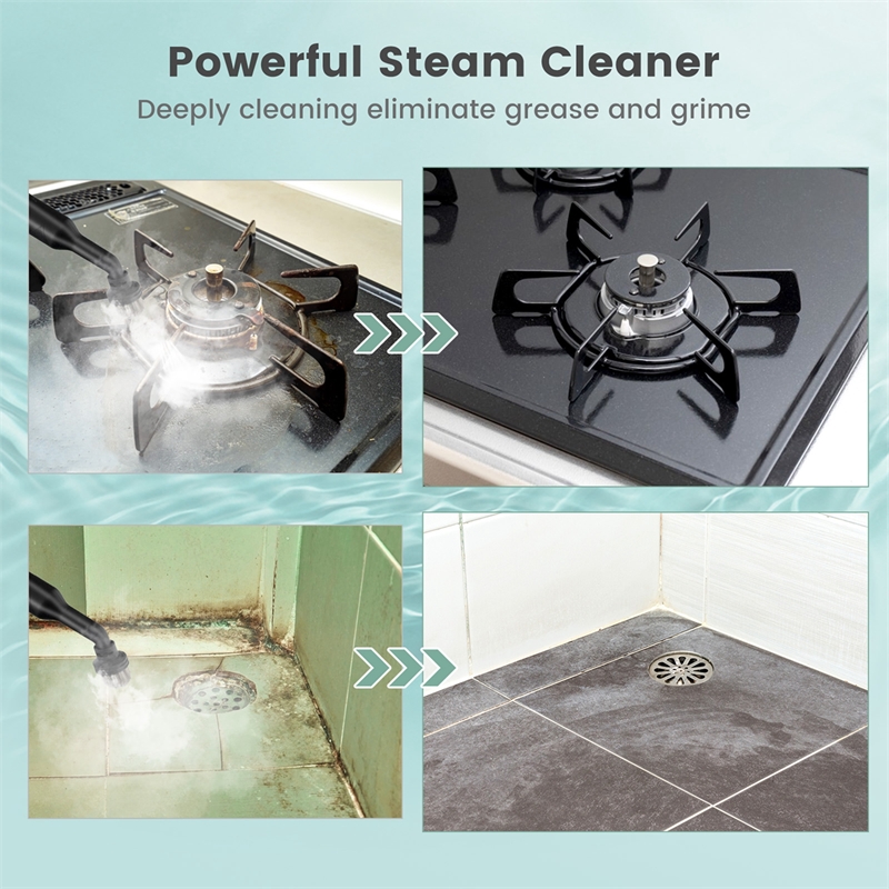 Pemberly Row 1400W Multipurpose Handheld Steam Cleaner and Mop in Green
