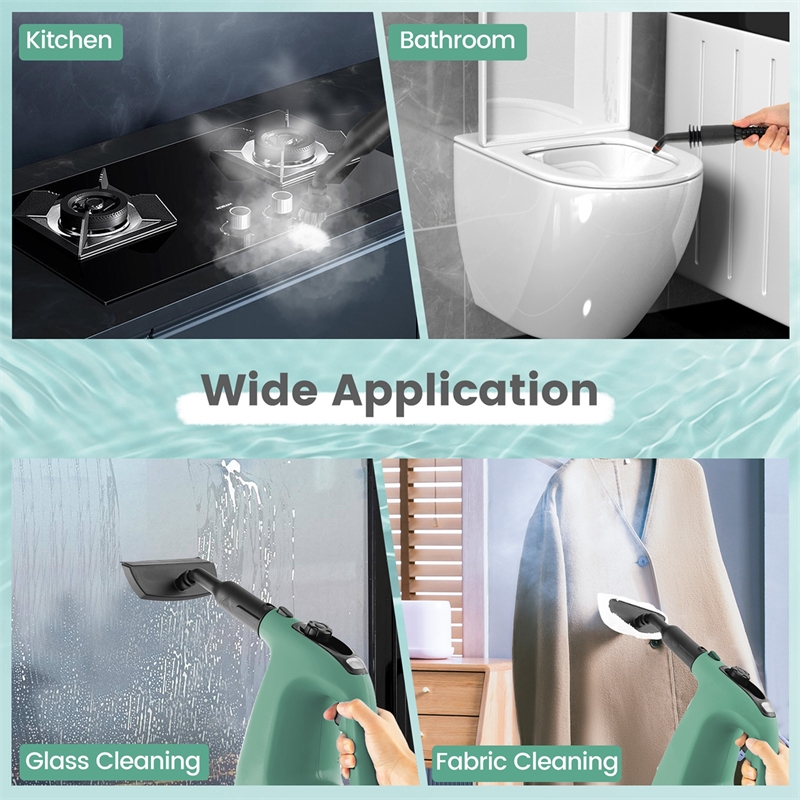 Pemberly Row 1400W Multipurpose Handheld Steam Cleaner and Mop in Green