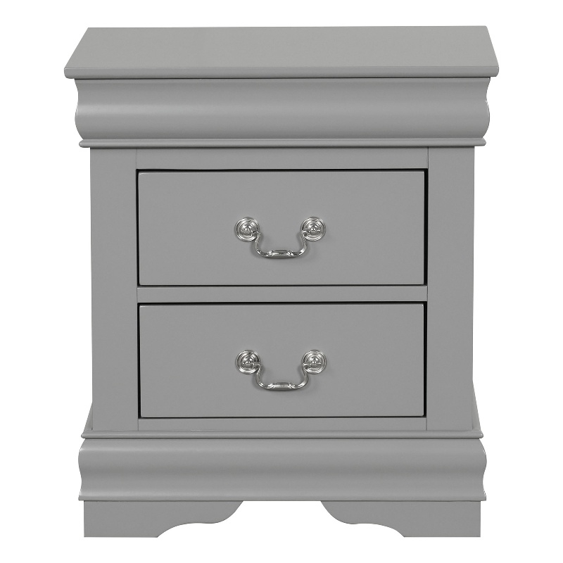Pemberly Row Wood Dovetail 2-Drawer Nightstand in Solid Wood Gray