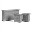 Pemberly Row Wood 3-Piece Nightstand and Dresser Set in Gray