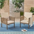Pemberly Row Acacia Wood Outdoor Club Chair with Cushions and Rope Accents