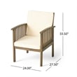 Pemberly Row Acacia Wood Outdoor Club Chair with Cushions and Rope Accents