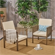 Pemberly Row Acacia Wood Outdoor Club Chair with Cushions and Rope Accents