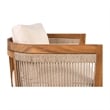 Pemberly Row Acacia Wood Outdoor Club Chair with Rope Accent with Cushions