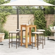 Pemberly Row 5 Piece Solid Acacia Wood Bar Set in Brown/Cream
