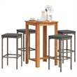 Pemberly Row 5 Piece Solid Acacia Wood Bar Set in Gray/Anthracite