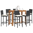 Pemberly Row 7 Piece Outdoor Patio Bar Set with Storage in Black