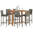 Pemberly Row 7 Piece Solid Acacia Wood Bar Set in Gray/Anthracite