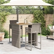 Pemberly Row Premium 3 Piece Solid Acacia Wood Bar Set in Gray