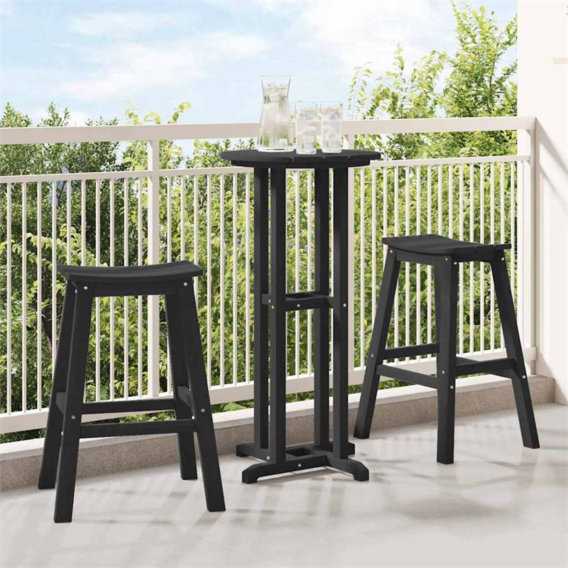 Pemberly Row 3 Piece Garden Outdoor Patio Bar Set with Storage in Black