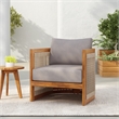 Pemberly Row Acacia Wood Outdoor Club Chair with Rope Accents