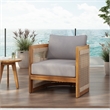 Pemberly Row Acacia Wood Outdoor Club Chair with Rope Accents