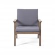 Pemberly Row Set of 2 Acacia Wood Outdoor Club Chairs with Cushions