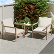 Pemberly Row Set of 2 Outdoor Acacia Wood Armchairs with Cushions