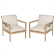 Pemberly Row Set of 2 Outdoor Acacia Wood Armchairs with Cushions