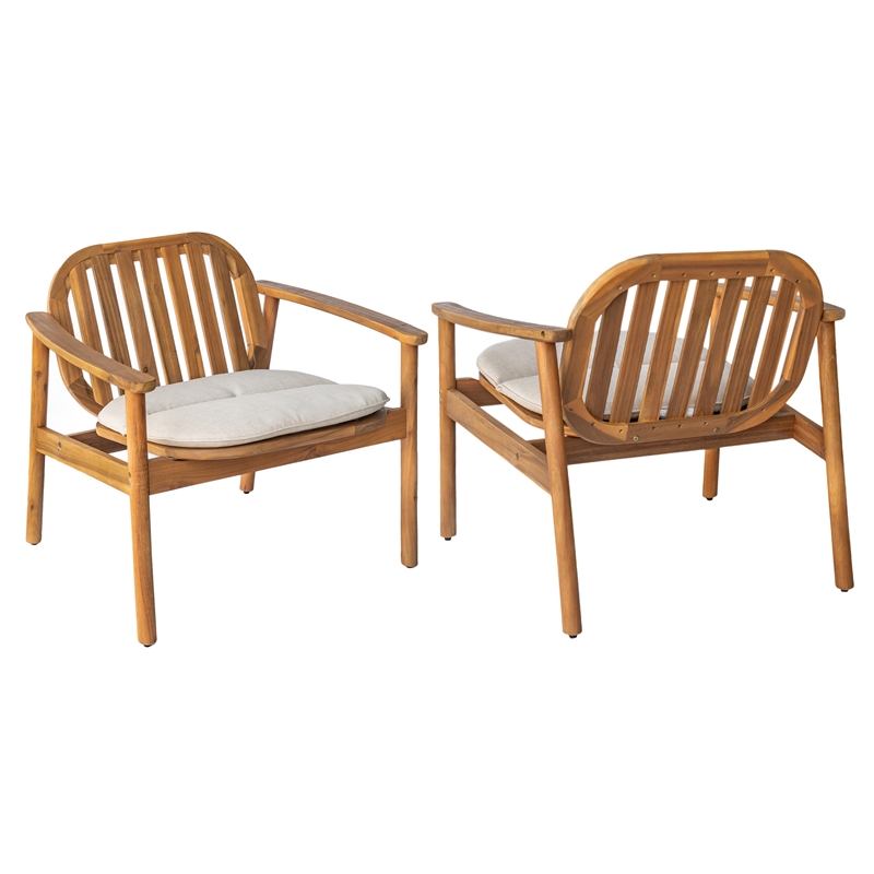 Pemberly Row Outdoor Club Chair with Rope Accent Set of 2 with Cushions
