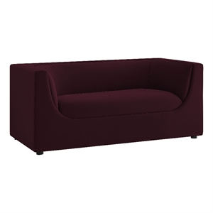 Pemberly Row 67&quot Curved Back Performance Velvet Loveseat in Mulberry