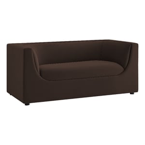 Pemberly Row 67&quot Curved Back Performance Velvet Loveseat in Chocolate Brown