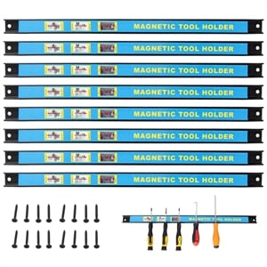 Pemberly Row 8 Pack 18&quot Heavy Duty Steel Magnetic Tool Holder Strips in Black