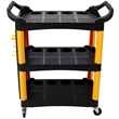 Pemberly Row 3 Tier Rolling Storage Cart with Wheels and Hooks in Yellow/Black