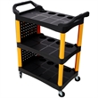 Pemberly Row 3 Tier Rolling Storage Cart with Wheels and Hooks in Yellow/Black