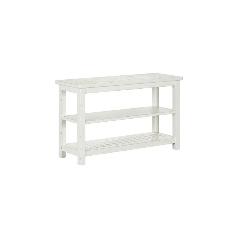 Pemberly Row Upholstered Sofa Console Table with Cushions in White