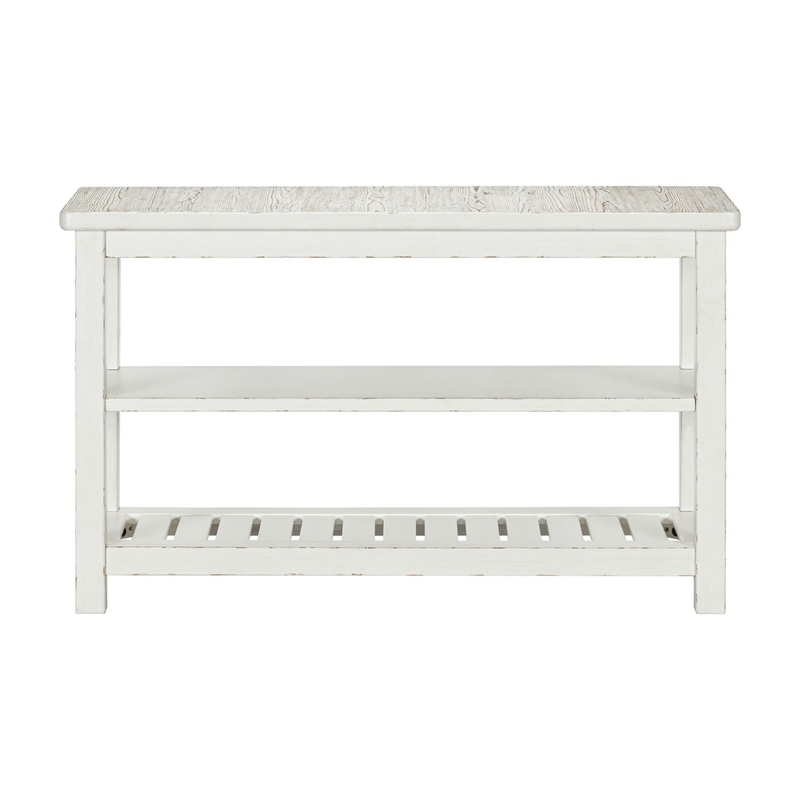Pemberly Row Upholstered Sofa Console Table with Cushions in White