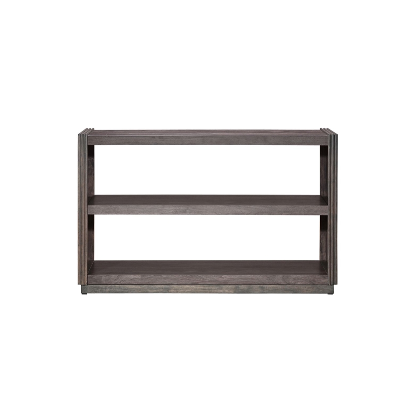 Pemberly Row Upholstered Sofa Console Table with Cushions in Brown