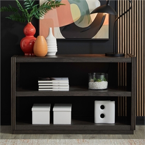 Pemberly Row Upholstered Sofa Console Table with Cushions in Brown