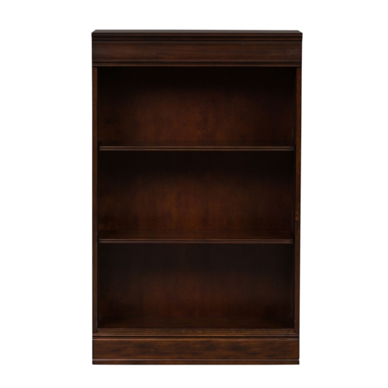 Pemberly Row Premium Stepped Bookcase Wall 4 Piece Set in Brown