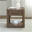 Pemberly Row Solid Wood End Table with Drawer with Shelf in Brown