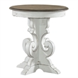 Pemberly Row Solid Wood Round End Table with Drawer with Shelf in White