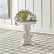 Pemberly Row Solid Wood Round End Table with Drawer with Shelf in White