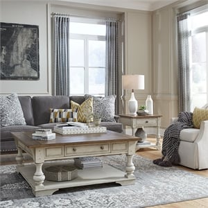 Pemberly Row 3 Piece Set with Cocktail Table and 2 End Tables in White