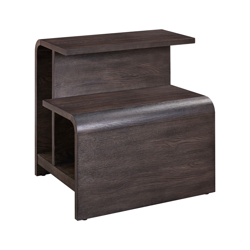 Pemberly Row Solid Wood End Table with Drawer with Shelf in Brown