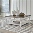 Pemberly Row Solid Wood Oversized Square Cocktail Table in White