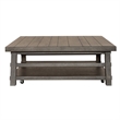 Pemberly Row Solid Wood Oversized Square Cocktail Table in Gray