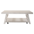 Pemberly Row Solid Wood Oversized Square Cocktail Table in White