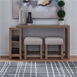 Pemberly Row 3 Piece Set with Console Table and 2 Stools in Brown