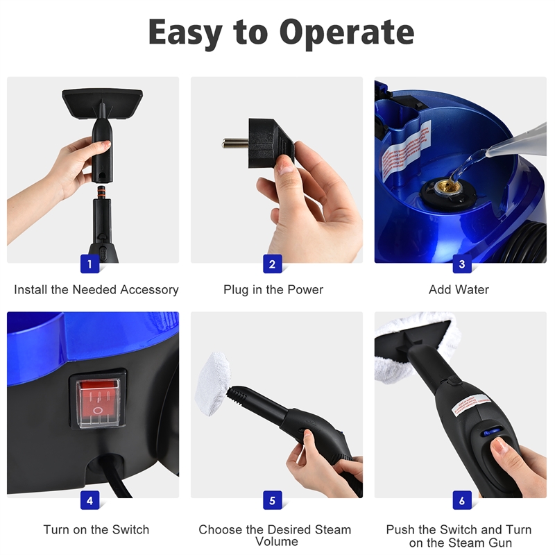 Pemberly Row 2000W Heavy Duty Steam Cleaner Mop Multipurpose in Blue