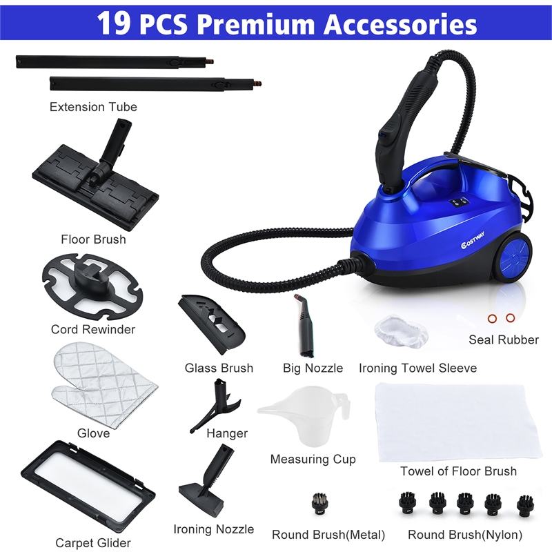 Pemberly Row 2000W Heavy Duty Steam Cleaner Mop Multipurpose in Blue