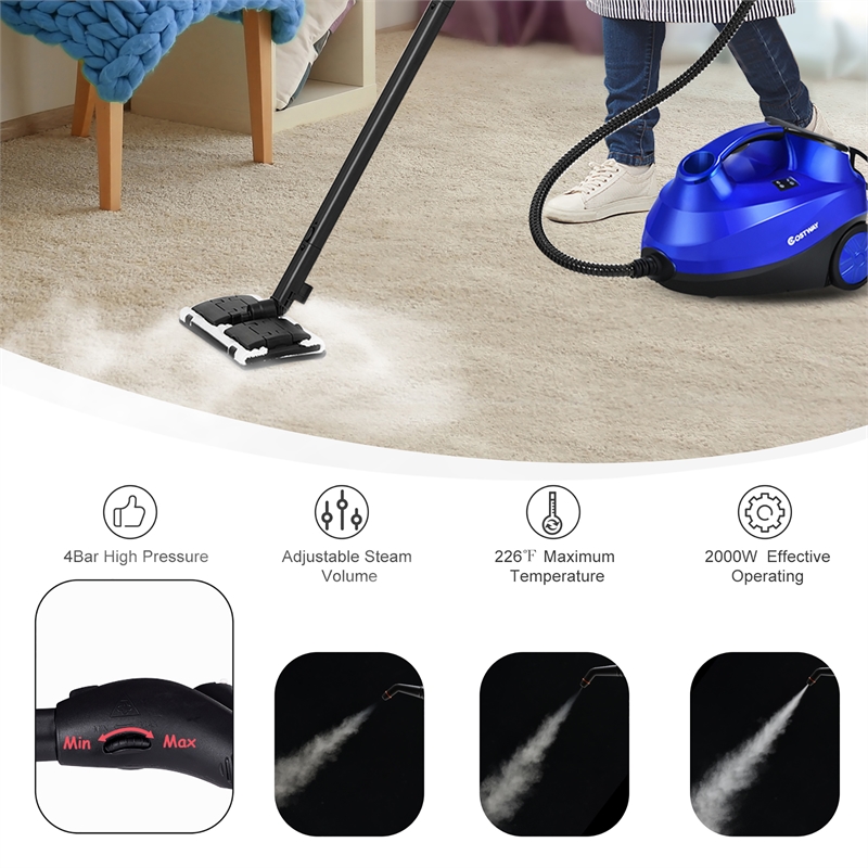 Pemberly Row 2000W Heavy Duty Steam Cleaner Mop Multipurpose in Blue