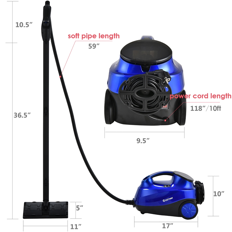 Pemberly Row 2000W Heavy Duty Steam Cleaner Mop Multipurpose in Blue