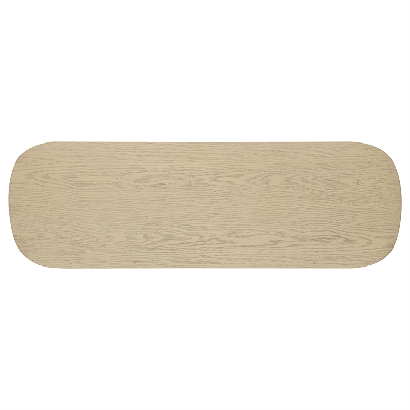 Pemberly Row Coastal Wood Sofa Console Table with Shelf in Beige Oak