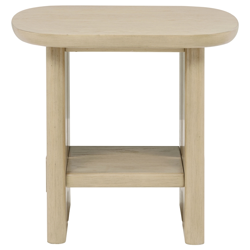 Pemberly Row 2-Piece Coastal Wood Coffee and End Table Set in Beige Oak